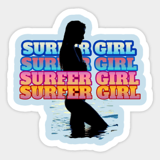 Surfer girl t-shirt designs Sticker